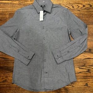 Express Slim Fitted 14-14 1/2 Dress Shirt Gray Long Sleeve Mens Size Small